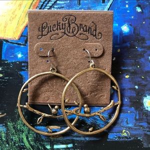 Lucky Brand Gold Hoop Earrings with a branches of birds